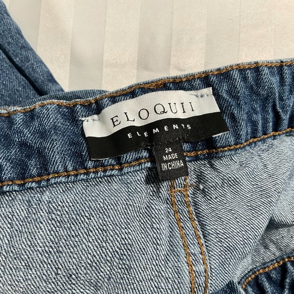 Ladies Med Wash Pre-distressed Wide Leg Jeans - Picture 4 of 4